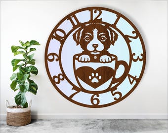 Puppy in Cup Clock SVG: Laser Cut Files (Digital Download)