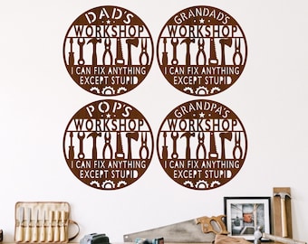 SVG-Schilderset „Papa, Opa, Opa, Werkstatt“, lustige Garagenschilder zum Laserschneiden