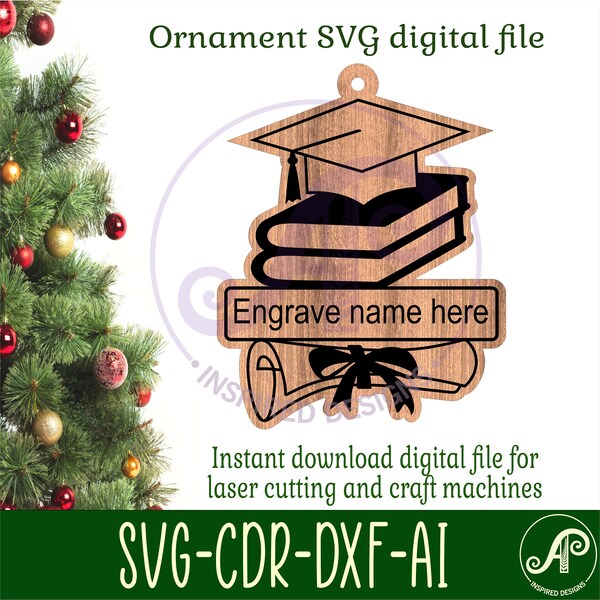 Adornos navideños graduados SVG cortados con láser, descarga instantánea de plantilla Pdf, Dxf, Ai y Cdr.