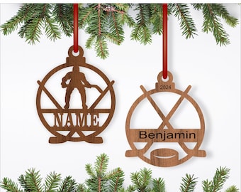Hockey Christmas Ornament SVG Laser Cut Template (Digital Download)