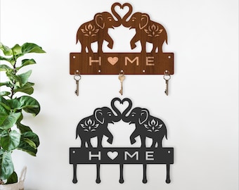 Elephants Key Holder Laser Cut File: Wood and Metal Designs (Digital Download)