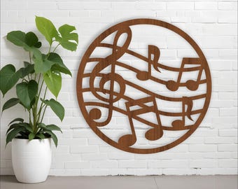 Music Notes Wall Art: Laser Cut SVG File (Digital Download)