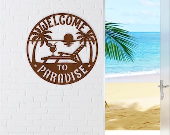 Welcome to Paradise Wall Sign - Beach House Coastal Decor (Digital Download)