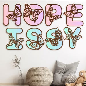 Conjunto de alfabeto de mariposas. Letras de 2 capas. 60 opciones de letras Archivo vectorial SVG ai, cdr, dxf y pdf/descarga digital instantánea
