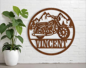 Motorcycle Name Sign: Laser Cut Vehicle Wall Decor (SVG, Ai, Cdr, Dxf)