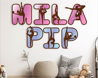 Gymnast alphabet set. 2 layer letters. 49 letter options SVG vector file ai, cdr, dxf and pdf/ instant download digital