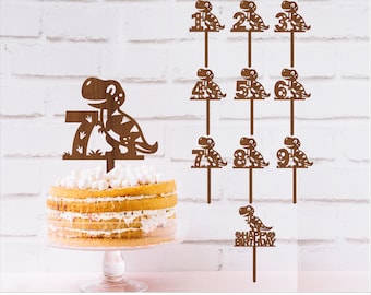 T-Rex Number Cake Topper Set: Laser Cut Dinosaur Birthday (Digital Download)