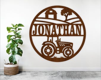 Tractor name sign digital cut file, Farm themed nursery decor wall art instant download cut file in SVG, ai, dxf, pdf and cdr