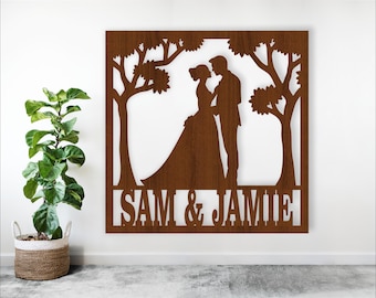Wedding Couple Name Sign: Laser Cut Template SVG (Digital Download)