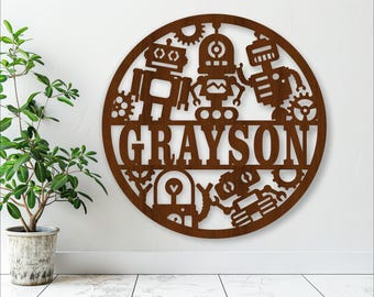 Robot Name Sign: Laser Cut Robotics Wall Hanger (Digital Download)