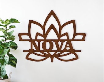 Lotus Flower Name Sign SVG Personalized Wall Art Laser Cut Nursery Decor (Digital Download)