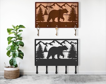 Bear Key Holder Laser Cut File: Wood & Metal Designs (Digital Download)