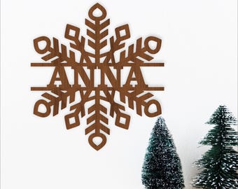 Snowflake Name Sign SVG – laser cut Personalized Winter Wall Decor (Digital Download)