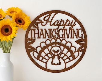 Thanksgiving Wall Art SVG: Turkey  Happy Thanksgiving Laser Cut File sign (Digital Download)