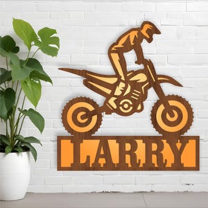 Motocross Namensschild SVG Laserschnittvorlage, Tür- oder Wandhänger, Vektordatei ai, cdr, dxf pdf sofort Download