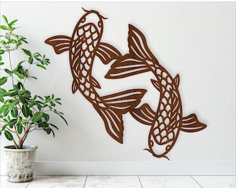 Koi Fish Wall Art SVG: Laser Cut File, DIY Home Decor (Digital Download)