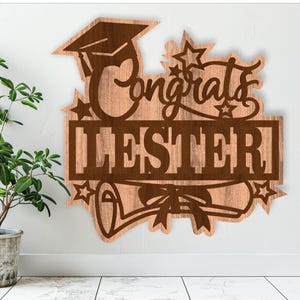Cartello con nome di laurea, file SVG tagliato al laser, porta a tema scolastico o appendino da parete, download immediato Modello vettoriale Ai, Cdr, Dxf
