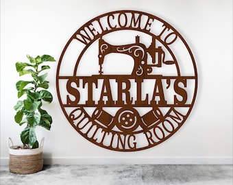Quilting Room Welcome Sign:  personalized Name Laser Cut Template (Digital Download)