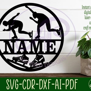 Sketing Cd R Speed Skating Female Name Sign, SVG, Sports Themed Door or Wall Hanger ...