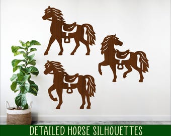 Horse SVG Laser Cut File: 3 Vector Designs (Digital Download)
