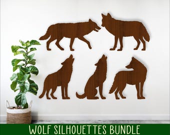 Wolf Silhouettes SVG Bundle: Laser Cut Files (Digital Download)