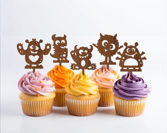 Monster Cupcake Toppers: 10 Laser Cut Designs (Digital Download)