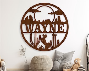 Cactus Name Sign: Desert Wall Hanger Laser Cut Template (Digital Download)