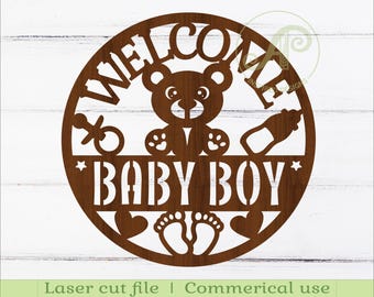 Welcome Baby Boy Wall Art SVG: Laser Cut File (Digital Download)