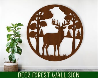Deer Forest Wall Art: Laser Cut SVG, Vector Files (Digital Download)