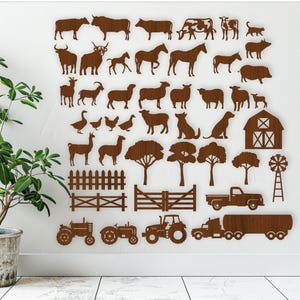 Pacote SVG de design de fazenda. 43 desenhos, arquivos vetoriais, arquivo cortado a laser, formas. Ai, Cdr, Dxf download instantâneo de arquivo digital