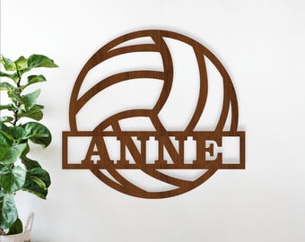 Volleyball Name Sign SVG - Sport Theme Laser Cut Template (Digital Download)