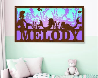 Mermaid Name Sign SVG: Underwater Nursery Decor, Laser Cut File (Digital Download)