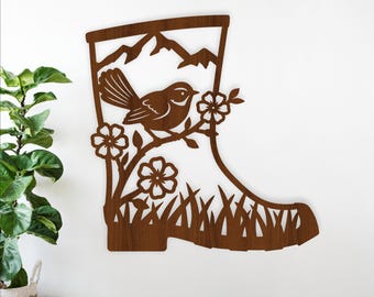 New Zealand Gumboot Fantail wall sign - laser cut NZ Scene home decor  (Digital Download)