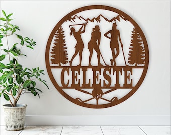Female Golfer Name Sign: Laser Cut Sports Decor SVG (Digital Download)
