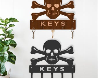 Skull & Crossbones Key Holder SVG: Laser Cut Design for Wood or Metal (digital download)
