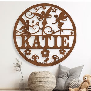 Naambordje sprookje, SVG, deur- of muurhanger fantasiethema, lasergesneden sjabloon, instant download vectorbestand Ai, Cdr, Dxf