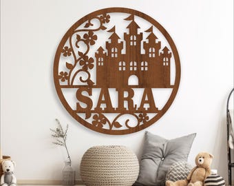 Castle Name Sign SVG: Fantasy Door Hanger Laser Cut Template (Digital Download)