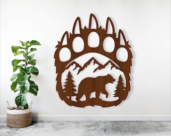 Bear Paw Laser Cut File: Outdoors Wall Decor SVG (Digital Download)