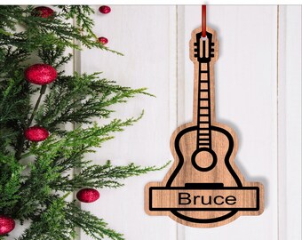 Acoustic Guitar Christmas Ornament SVG Laser Cut Template (Digital Download)