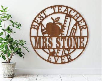 Teacher Name Sign SVG: Laser Cut School Wall Hanger (Digital Download)