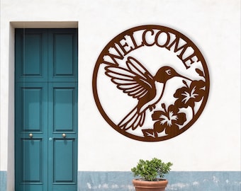Hummingbird Welcome Sign: Garden Wall Art, Laser Cut File (Digital Download)