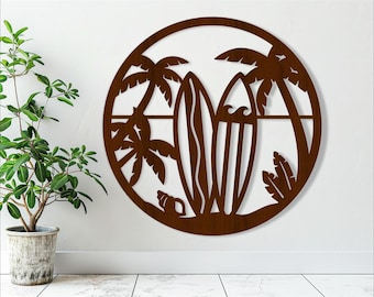 Beach Surfboard Wall Art: Coastal Theme Laser Cut File (Digital Download)