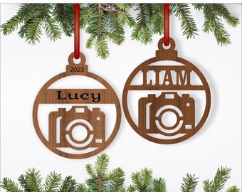 Camera Christmas Ornaments SVG laser cut, instant download Pdf, Dxf, Ai and Cdr template.