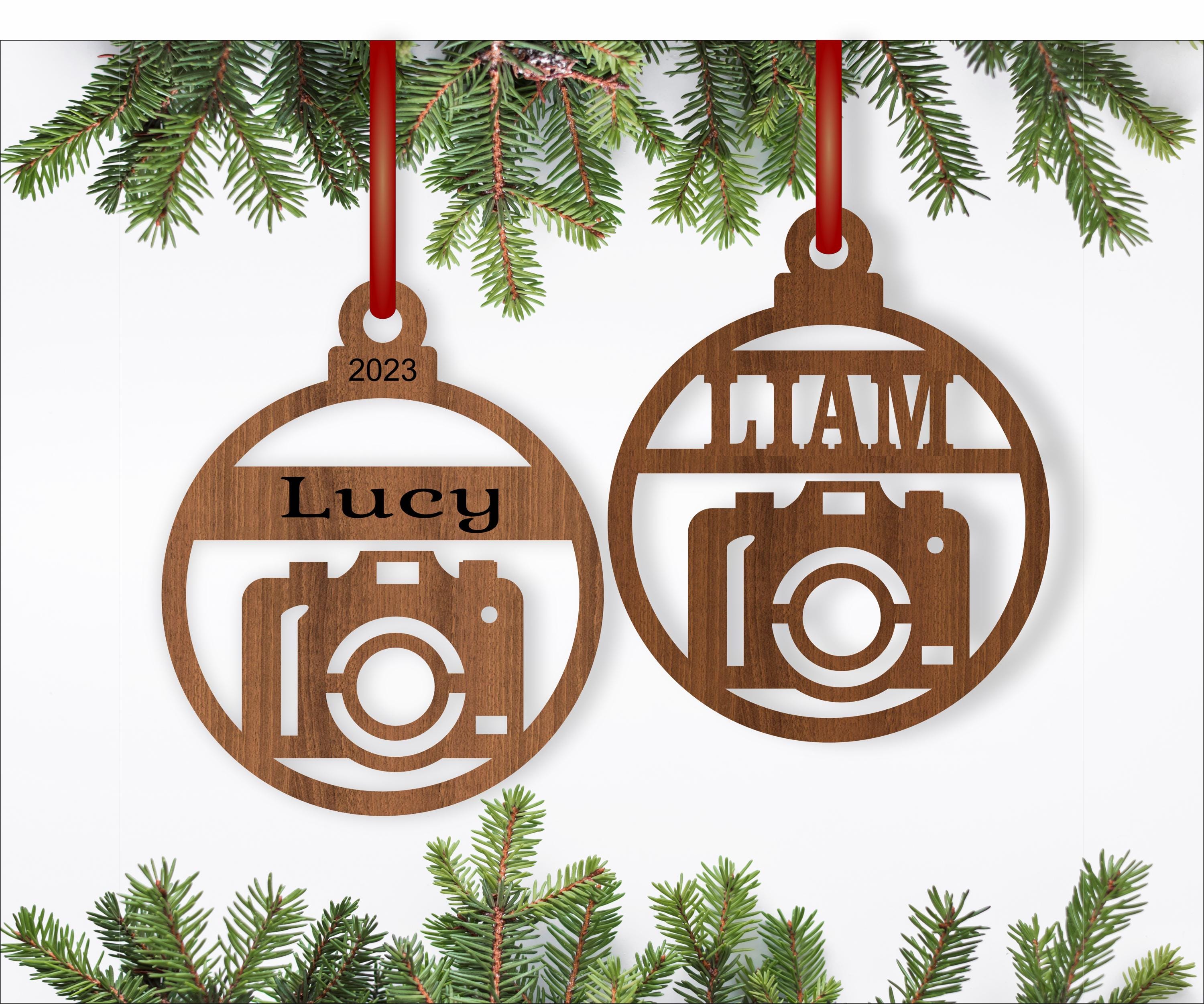 Camera Christmas Ornaments SVG laser cut, instant download Pdf, Dxf, Ai and Cdr template.