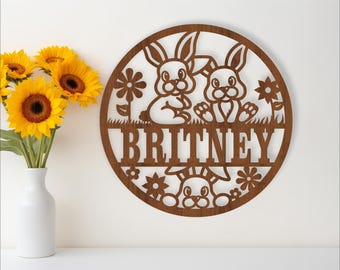 Bunny Nursery Name Sign: Laser Cut File SVG (Digital Download)