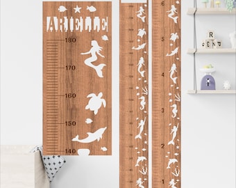 Mermaid Height Chart SVG: Laser Cut Kids Growth Ruler (Digital Download)