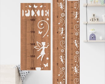 Fairies Height Chart for Kids: Personalized fairy Laser Cut Ruler SVG (Digital Download)