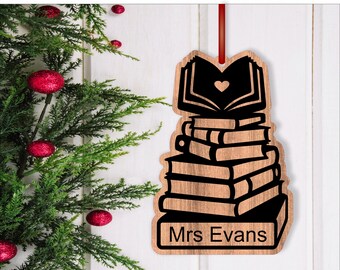 Book Lover Christmas Ornament SVG Laser Cut Template (Digital Download)