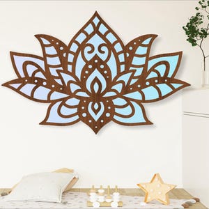 Arte de parede de duas camadas de flor de lótus, arquivo SVG. arquivo vetorial ai, cdr, dxf download instantâneo design digital, corte a laser
