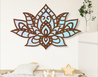 Lotus Flower Wall Art: Two-Layer Laser Cut Design (Digital Download)